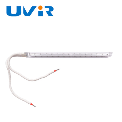 Lámpara de calefacción de ondas cortas de halógenos infrarrojos de tubo gemelo Muchos tipos de voltaje, longitud de los cables de base